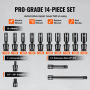 Bild in Galerie-Viewer laden, Amocart 360 Degree Swivel Impact Socket Set 3/8" Socket Set Deep Universal Metric 10-19mm 6 Point Cr-Mo Alloy Steel for Repair