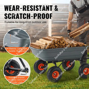 Bild in Galerie-Viewer laden, Amocart Dump Cart Poly Garden Dump Cart Easy to Assemble Steel Frame Dump Wagon with 2-in-1 Convertible Handle Safe Transport