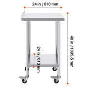Load image into Gallery viewer, SucceBuy Stainless Steel Work Table Commercial Food Prep Worktable with Casters Heavy Duty Prep Worktable for Restaurant Home - AMOCART