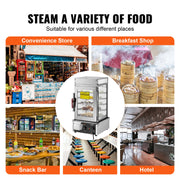 Load image into Gallery viewer, SucceBuy Commercial Food Warmer Display Food Steamer Bun Warmer Machine Temperature Control Stainless Steel Steamed Buns Warmer - AMOCART