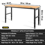 Load image into Gallery viewer, SucceBuy Multi Adjustable Workbench Woodworking Hardwood Work Bench with Power Outlets Foot Pads for Workshop Office Home Use