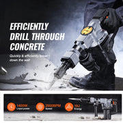 Bild in Galerie-Viewer laden, Amocart Electric Heavy Demolition Jack Hammer 1400W 2pcs Chisels Bits Chipping with Case 2900 BPM Concrete Breaker Gloves Black