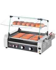 Load image into Gallery viewer, SucceBuy 5 7 11 Rollers Hot Dog Roller Stainless Steel Sausage Grill Cooker Commercial Hot Dog Machine with Dual Temp Control - AMOCART