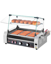 Load image into Gallery viewer, SucceBuy 5 7 11 Rollers Hot Dog Roller Stainless Steel Sausage Grill Cooker Commercial Hot Dog Machine with Dual Temp Control