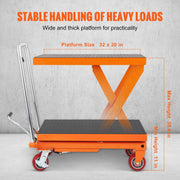 Load image into Gallery viewer, with 4 Wheels for Material Handling Transport SucceBuy 1100lbs Hydraulic Lift Table Cart Manual Scissor 35.4" Lifting Height