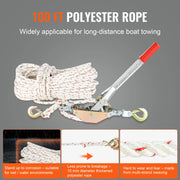 Load image into Gallery viewer, Amocart Rope Puller 3/4 T 1653lbs Pulling Capacity with 100' 0.6" diameter Rope 2 Hook Come Along Winch Heavy Duty Puller Tool