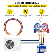 Load image into Gallery viewer, SucceBuy 3CFM 1/4HP Single Stage Air Vacuum Pump HVAC R134a R12 R22 R410a A/C Refrigeration Kit AC Manifold Gauge R134 Can Tap