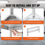Load image into Gallery viewer, SucceBuy Stainless Steel kitchen worktable Overshelf with Height Adjustable Overshelf Prep Work Table for Kitchen Restaurant