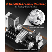 Load image into Gallery viewer, SucceBuy 2.76x5.12 in Mini Metal Lathe Machine 36W 20,000 RPM Speed + 3-jaw Chuck Aluminum Alloy for Processing Precision Parts