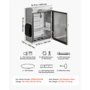 Load image into Gallery viewer, Amocart Outdoor Electrical Box 20 x 16 x 8 in Stainless Steel Ventilated Electrical Enclosure with Thermostat and Fan, Rain Hood, Hinge Connection, Wall/Pole Mounted