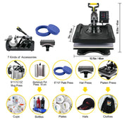 Load image into Gallery viewer, SucceBuy 5/8in1 15x15"/12x15"Dual-tube Heating Insulation Cotton Heat Press Sublimation Machine 360°Swing Design for Tshirts Etc