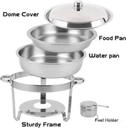 Bild in Galerie-Viewer laden, Amocart 4 Pack Chafing Dish Buffet Set Stainless Steel Chafer w/4 Full Size Pan Round Catering Warmer Server for Party Banquets