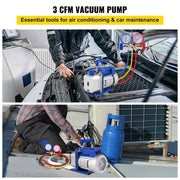 Load image into Gallery viewer, SucceBuy 3CFM 1/4HP Single Stage Air Vacuum Pump HVAC R134a R12 R22 R410a A/C Refrigeration Kit AC Manifold Gauge R134 Can Tap