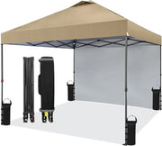 Load image into Gallery viewer, 10x10FT Pop Up Gazebos Canopy Tent with Removable Sidewall, One-Push Instant Setup Outdoor Canopy Shelter with Vented Roof, Roller Bag & Sandbags for Beach Camping Market