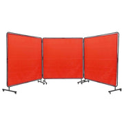 Load image into Gallery viewer, Amocart Welding Screen with Frame 6' x 6' 3 Flame-Resistant Vinyl Welding Protectionon 12 Swivel Wheels for Workshop Red/Green