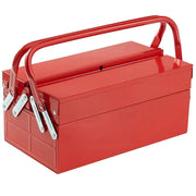 Load image into Gallery viewer, SucceBuy Metal Tool Box 2-Tier 3-Tray Portable Folding Tool Chest Organizer with Handle & Lock Toolbox for Factory Repair Shop - AMOCART