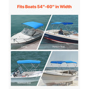 Load image into Gallery viewer, SucceBuy 3 Bow Boat Bimini Tops 600D Polyester Canopy with Aluminum Alloy Frame Waterproof Sun Shade Awning Canopy Fit for Boat