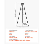 Bild in Galerie-Viewer laden, SucceBuy 500 lbs Tripod Deer Hoist Winch Lift with Gambrel & Manual Winch Hunting Game Hoist for Cleaning Skinning and Moving