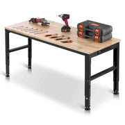 Load image into Gallery viewer, SucceBuy Multi Adjustable Workbench Woodworking Hardwood Work Bench with Power Outlets Foot Pads for Workshop Office Home Use