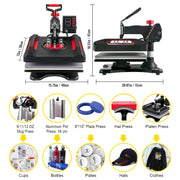 Load image into Gallery viewer, SucceBuy 5/8in1 15x15"/12x15"Dual-tube Heating Insulation Cotton Heat Press Sublimation Machine 360°Swing Design for Tshirts Etc