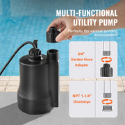 Load image into Gallery viewer, SucceBuy Utility Pump 1/3HP 2450GPH High Flow 30ft Head Sump Pump Submersible Water Pump 10ft Long Power Cord for Draining Water