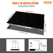 Load image into Gallery viewer, SucceBuy 5 Burners 30/36 Inch Electric Induction Cooktop Stove Hob Built-in Burner Cooker Sensor Touch Control Magnetic Cooker