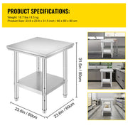 Load image into Gallery viewer, Amocart Stainless Steel Table for Prep & Work Metal Commercial Kitchen Heavy Duty Table with Adjustable Under Shelf and Foot