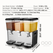 Load image into Gallery viewer, SucceBuy 3 Tanks Commercial Beverage Dispenser 10L/18L Per Tank Juice Dispenser Stainless Steel Ice Tea Drink Machine for Drink