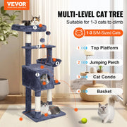 Load image into Gallery viewer, Amocart Cat Tree for Indoor Cats Cat Tower with Cat Condo Sisal Scratching Post HammockTop Perch Jumping Platforms Dark Grey