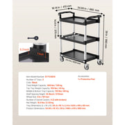 Bild in Galerie-Viewer laden, Amocart 3-Tier 300/500Lbs Rolling Utility Cart Storage Rack with Swivel Wheels Food Service Trolley for Office Kitchen Bathroom