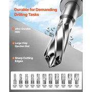 Bild in Galerie-Viewer laden, SucceBuy 11PCs Magnetic Drill Motor 1.6 in 1450W Boring Diameter 850RPM Speed 2810 lbf Portable Electric Mag Drill Press
