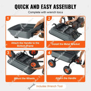 Bild in Galerie-Viewer laden, Amocart Dump Cart Poly Garden Dump Cart Easy to Assemble Steel Frame Dump Wagon with 2-in-1 Convertible Handle Safe Transport