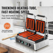 Load image into Gallery viewer, Amocart Commercial Panini Grill 3600W Electric Sandwich Panini Maker with Temp Control And 19"x9" for Hamburger Steak Bacon
