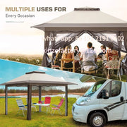 Load image into Gallery viewer, Customizable 13x13 Pop Up Gazebo with Mesh Netting, Easy Set up Outdoor Gazebo Easy Up Screened Canopy for Patio and Backyard