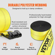 Load image into Gallery viewer, Amocart Winch Straps Truck Straps with Flat Hook Flatbed Tie Downs Cargo Control for Trailers Farms Rescues Tree Saver Yellow