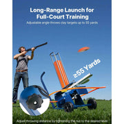 Load image into Gallery viewer, SucceBuy Clay Target Thrower Max 50/75-80 Clays 55 Yards Automatic on Wheels with Adjustable Foot Pedal Pull Handle for Shooting