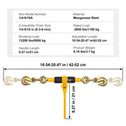 Load image into Gallery viewer, SucceBuy 2/4pcs Ratchet Chain Binders 1/4"-5/16" Load Binder with 2 Hooks Tie Downs Tow Chain for Flatbed Trailer Transport - AMOCART