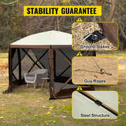 Load image into Gallery viewer, SucceBuy Pop-up Camping Gazebo Camping Canopy Shelter 6 Sided 12' x 12' / 10' x 10' Sun Shade Tents & Canopies Camping & Hiking