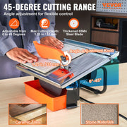 Load image into Gallery viewer, SucceBuy Wet Tile Saw 7-inch 65Mn Steel Blade 3500 RPM Induction Motor Tile Cutter Wet Saw Water Reservoir 0-45 Degrees Angle - AMOCART