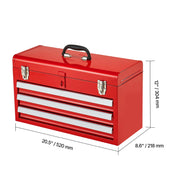 Load image into Gallery viewer, SucceBuy 20in 3-Drawer Metal Tool Box Black/Red Tool Chest with EVA Liners Multifunction Tool Organizer for Garage & Workshop