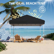 Load image into Gallery viewer, 10x10 FT Pop Up Canopy Tent, Black Heavy Duty Waterproof Gazebo Shelter with Wheeled Carry Bag Portable Instant Sun Shade for Outdoor Parties, Events & Camping,Patio, Garden, Beach