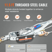 Load image into Gallery viewer, SucceBuy 5T Come Along Winch Ratchet Power Puller Tool with 11.5ft Steel Cable Automotive Hoist Cable Puller for Vehicle Rescue