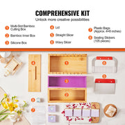 Charger l'image dans la visionneuse de galerie, Amocart Soap Making Kit Bamboo Cutting Box and Inner Box with Silicone Mold Stainless Steel Straight Cutter and Wavy Cutter