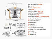 Load image into Gallery viewer, SucceBuy 4 Pack Chafing Dish Buffet Set Stainless Steel Chafer w/4 Full Size Pan Round Catering Warmer Server for Party Banquets
