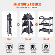 Load image into Gallery viewer, SucceBuy 3 Tier Folding Rolling Utility Cart Storage Shelf Movable Gap Rack Serving Cart Slide Organizer for Kitchen Bathroom