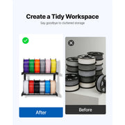 Bild in Galerie-Viewer laden, SucceBuy 2-Tier Wall Mount Printer Filament Storage Rack with Wheels Rolling Filament Spool Holders for 3D Printing Studio
