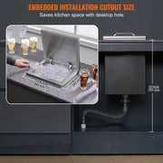 Load image into Gallery viewer, SucceBuy Drop in Ice Chest Stainless Steel Ice Cooler Commercial Ice Bin with Hinged Cover Outdoor Kitchen Ice Bar