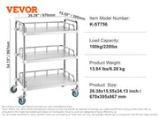 Charger l'image dans la visionneuse de galerie, Amocart Lab Trolley 3-Layer Rolling Cart Metal Mobile Trolley 220 lbs Weight Capacity for Lab Clinic Beauty and Salon