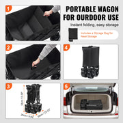Charger l'image dans la visionneuse de galerie, Amocart Collapsible Folding Wagon Beach Wagon Cart with All-Terrain Wheels Drink Holder Sport Wagon for Camping Shopping Garden