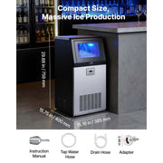 Charger l'image dans la visionneuse de galerie, SucceBuy Machine à glaçons commerciale 80lbs-440lbs/24H en acier inoxydable avec écran LED et autonettoyage pour bar et maison